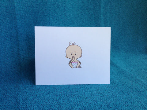 Thank You ASL Baby Shower card - light skin