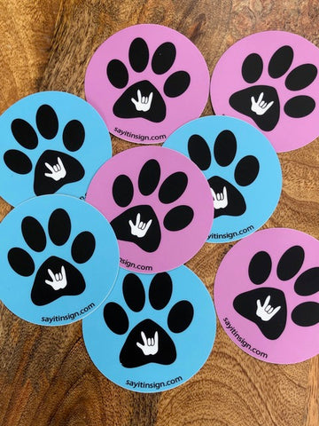 ASL ILY Paw Stickers