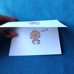 Thank You ASL Baby Shower card - brown skin