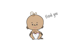 Thank You ASL Baby Shower card - brown skin