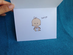 Thank You ASL Baby Shower card - light skin