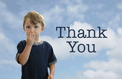 Thank You "boy" ASL greeting card - sky background
